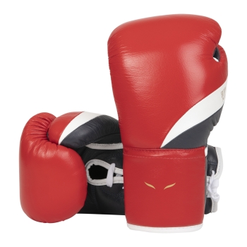 Gants de boxe à lacets ELION Paris Elegant Cuir Rouge - Blanc - Bleu